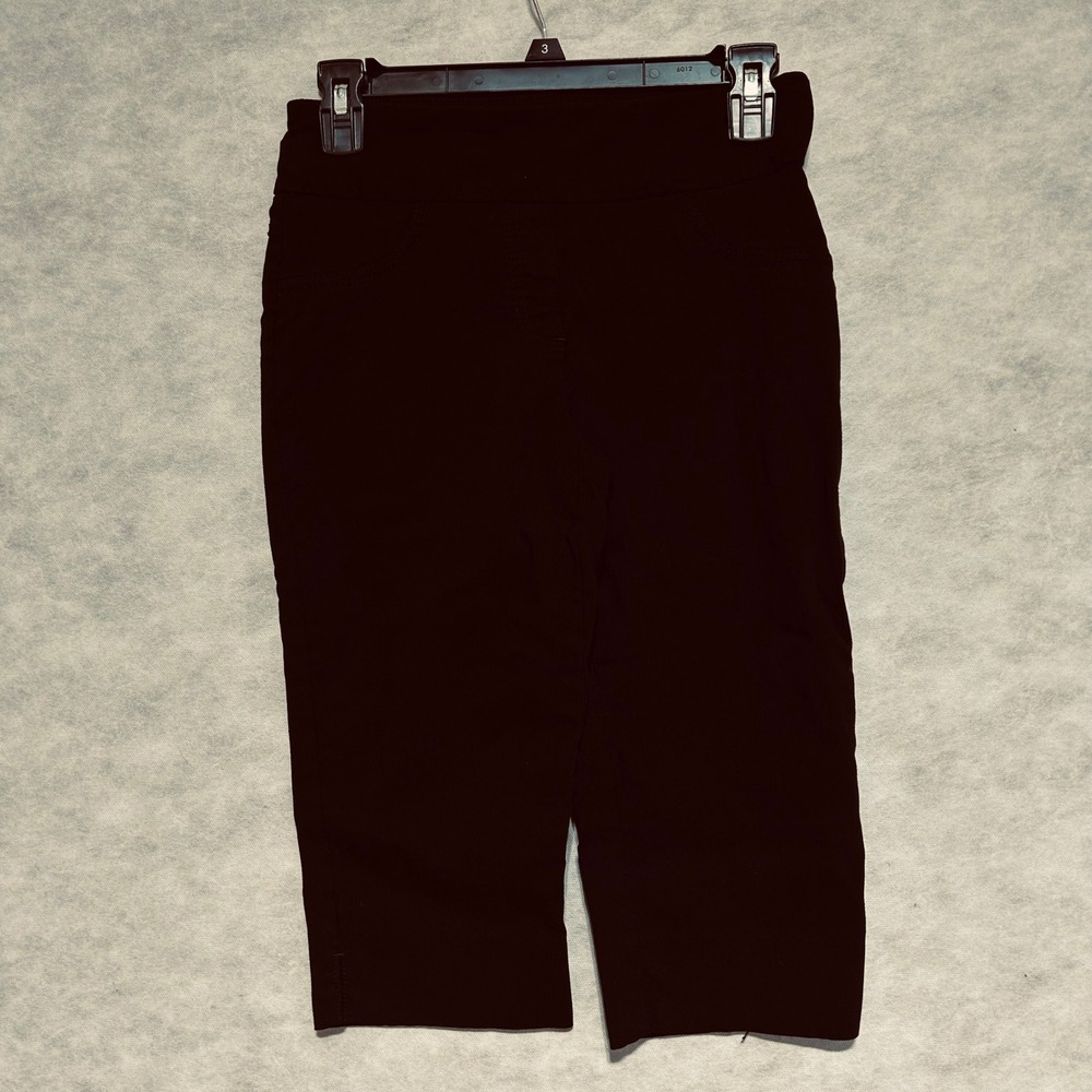 Ruby Rd Petite Black Pull On Cropped Pants 6P Stretch Capri‎ 99393 Office Wear
